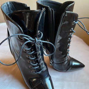 Black Patent Stiletto Ankle boots